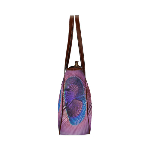Purple Peacock Feather Classic Tote Bag (Model 1644)