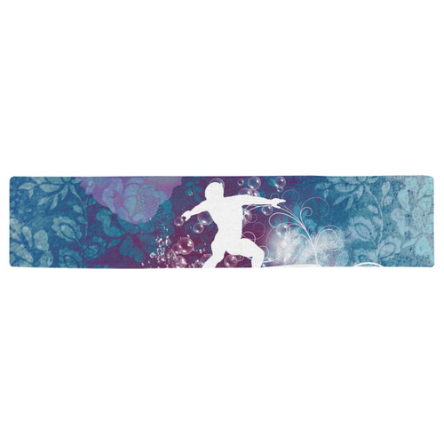 Sport, surfboarder with splash Table Runner 16x72 inch