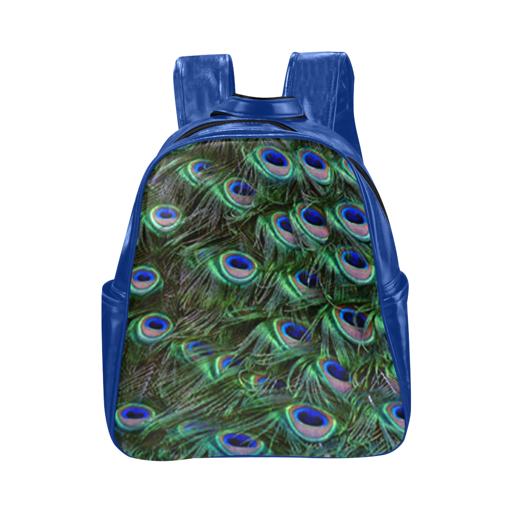 Peacock Feathers Multi-Pockets Backpack (Model 1636)