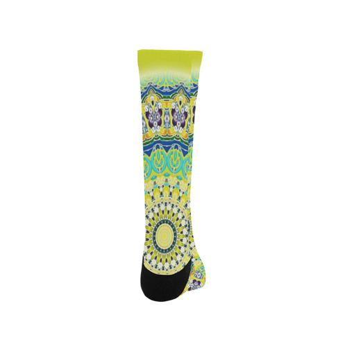 Power Mandala - Blue Green Yellow Lilac Trouser Socks