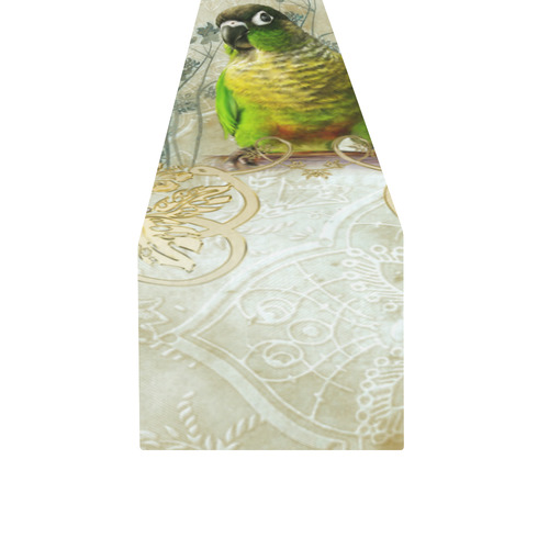 Sweet parrot with floral elements Table Runner 14x72 inch