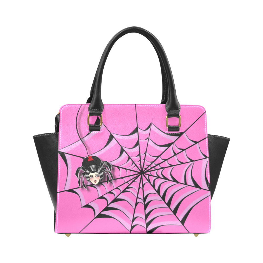 Widow Maker Pink Fancy Bag Rivet Shoulder Handbag (Model 1645)