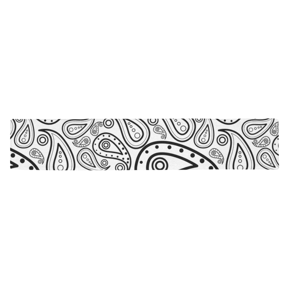 black and white paisley Table Runner 14x72 inch