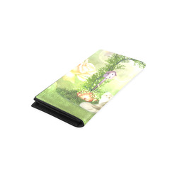 Cute cat in a garden Women's Leather Wallet (Model 1611)