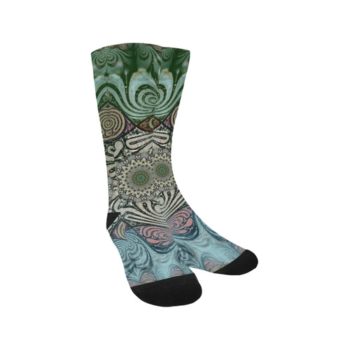 Labyrinth Mandala Blue Green Grey Trouser Socks
