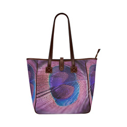 Purple Peacock Feather Classic Tote Bag (Model 1644)