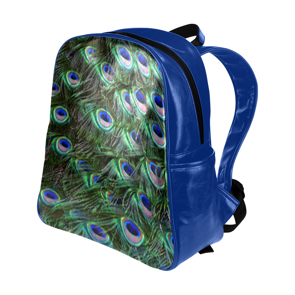 Peacock Feathers Multi-Pockets Backpack (Model 1636)