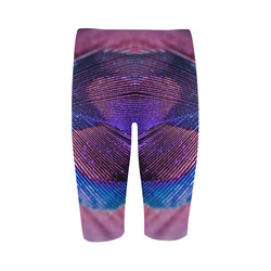 Purple Peacock Feather Hestia Cropped Leggings (Model L03)