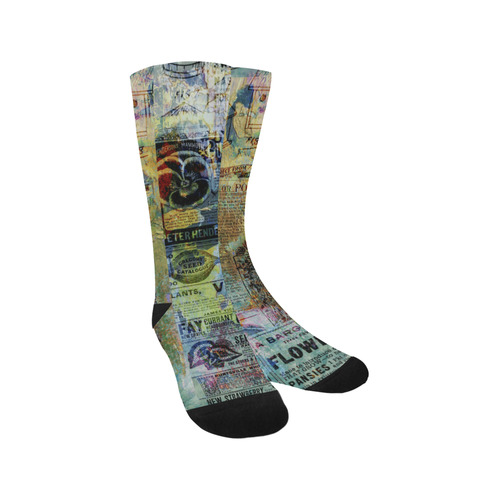 Old Newspaper Colorful Painting Splashes Trouser Socks