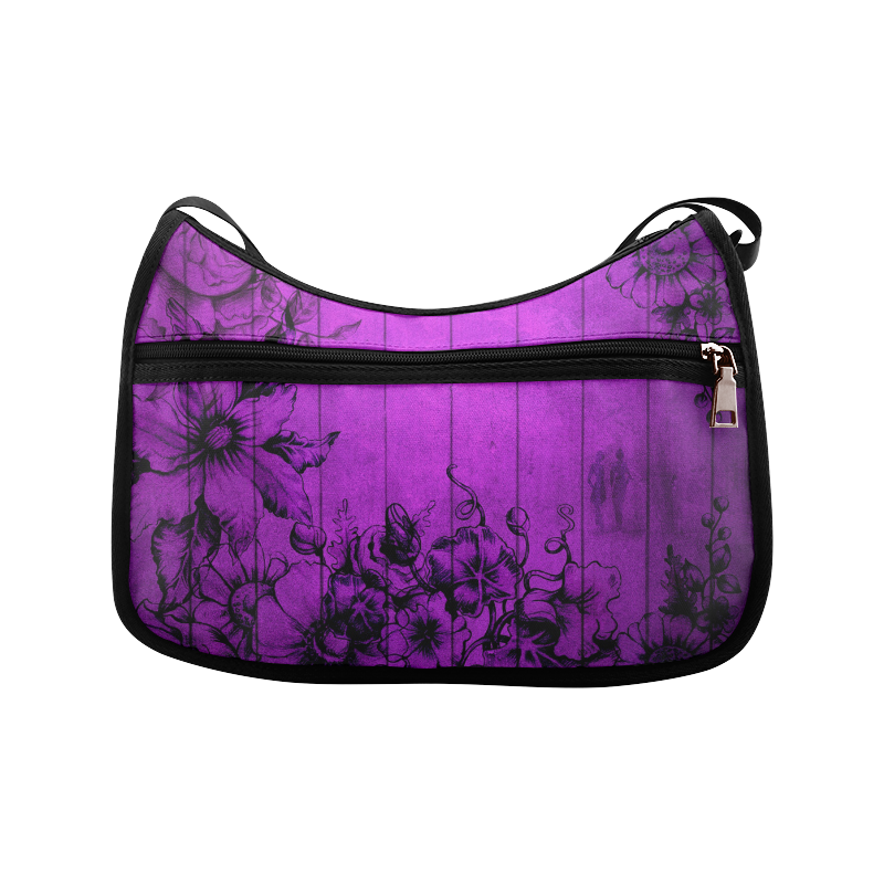 Purple Wall Flowers Crossbody Bags (Model 1616)