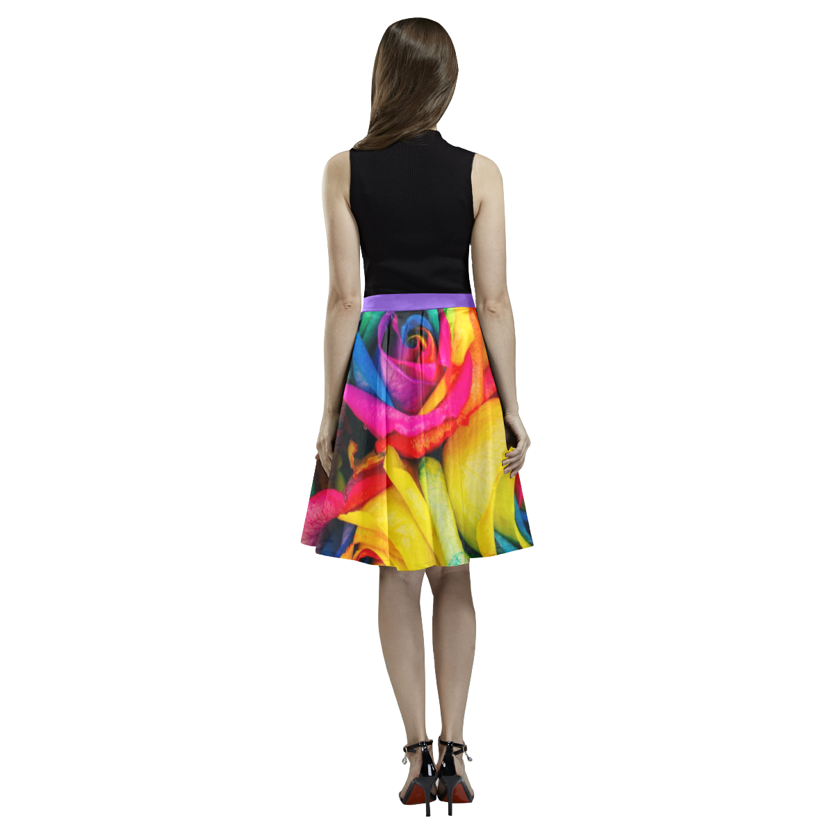 Flowers Melete Pleated Midi Skirt (Model D15)