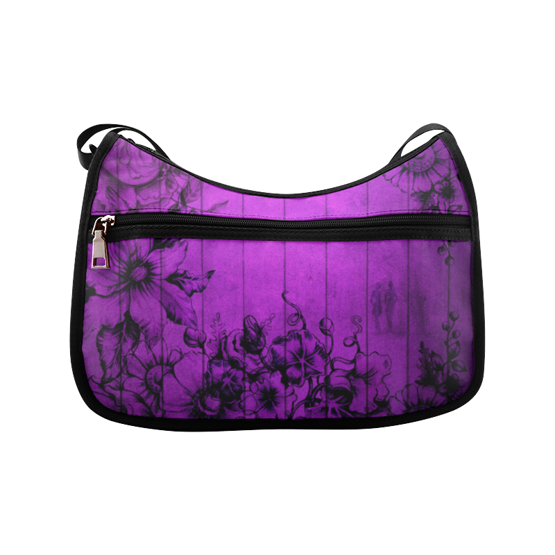 Purple Wall Flowers Crossbody Bags (Model 1616)