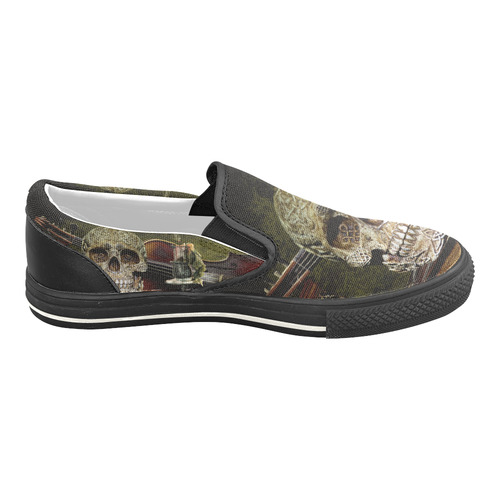 Funny Skull and Book Slip-on Canvas Shoes for Kid (Model 019)