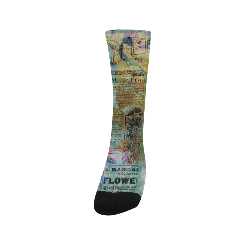 Old Newspaper Colorful Painting Splashes Trouser Socks