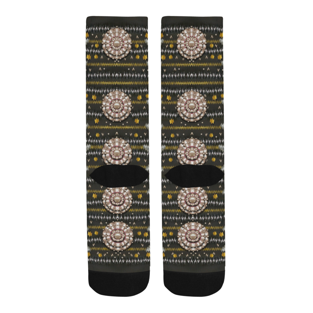 Pearls and hearts of love in harmony pop art Trouser Socks