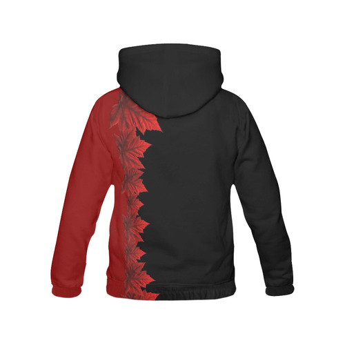 Black Canada Hoodies Maple Leaf Hoodies All Over Print Hoodie for Women (USA Size) (Model H13)