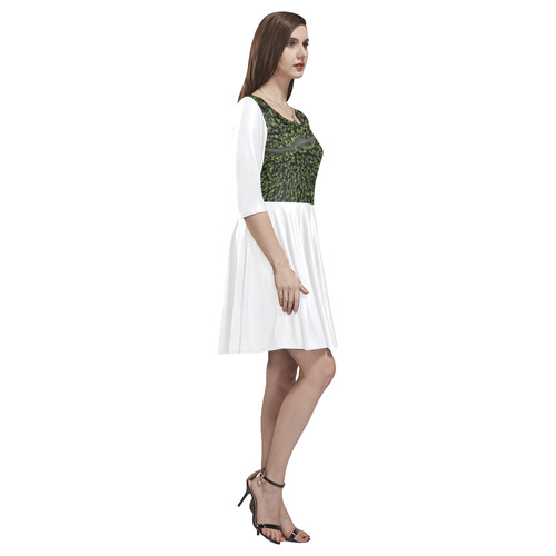 DESIGNERS DRESS WITH GREEN FOREST Tethys Half-Sleeve Skater Dress(Model D20)