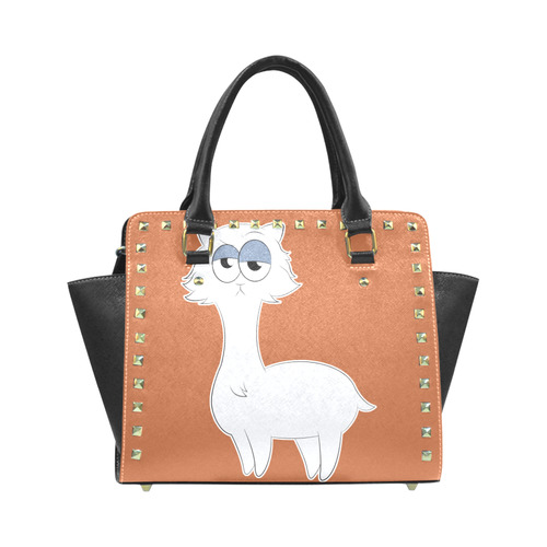 Grumpy Persian Cat Llama Rivet Shoulder Handbag (Model 1645)