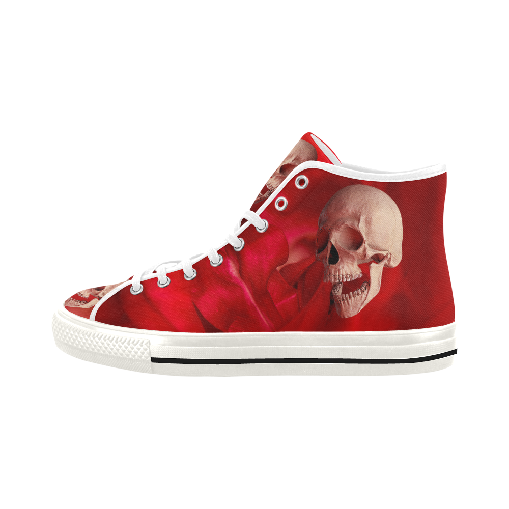 Funny Skull and Red Rose Vancouver H Men's Canvas Shoes/Large (1013-1)