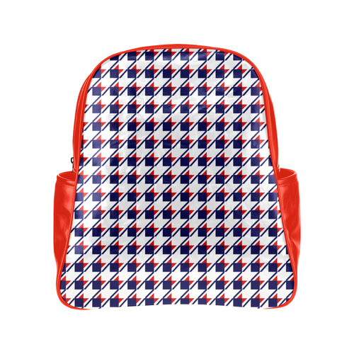 Red White Blue Houndstooth Multi-Pockets Backpack (Model 1636)