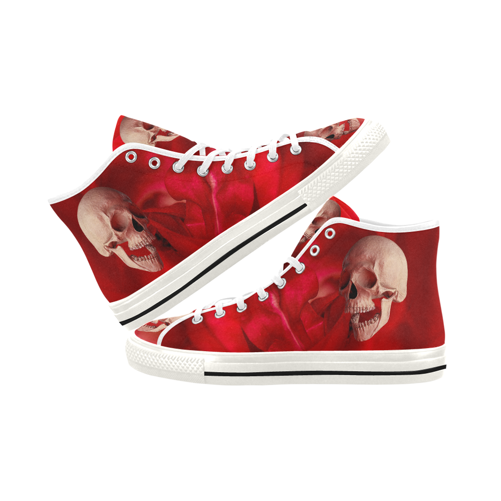 Funny Skull and Red Rose Vancouver H Men's Canvas Shoes/Large (1013-1)