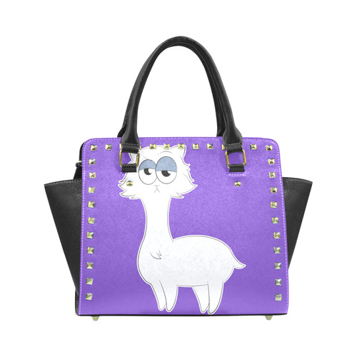 Grumpy Persian Cat Llama Rivet Shoulder Handbag (Model 1645)