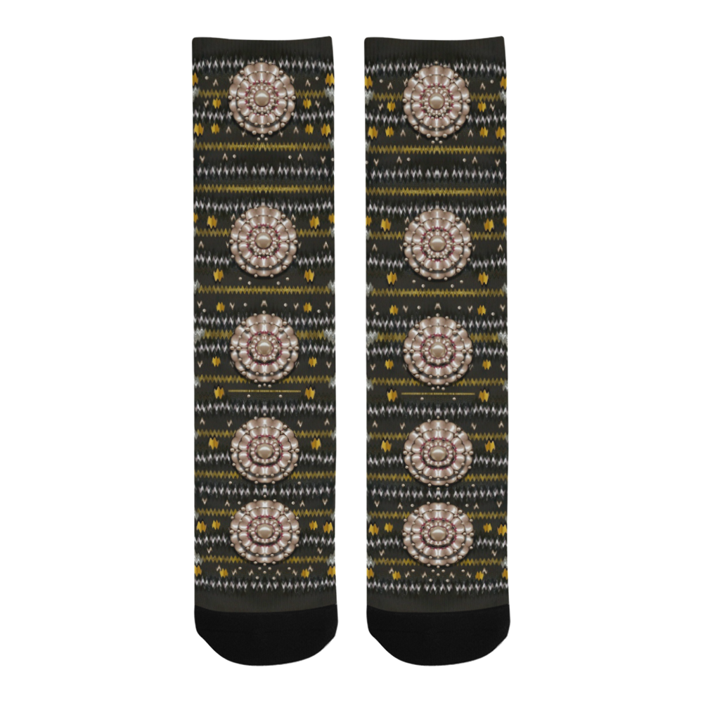 Pearls and hearts of love in harmony pop art Trouser Socks