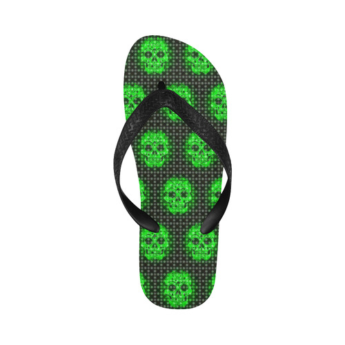 skulls and dotts, green by JamColors Flip Flops for Men/Women (Model 040)