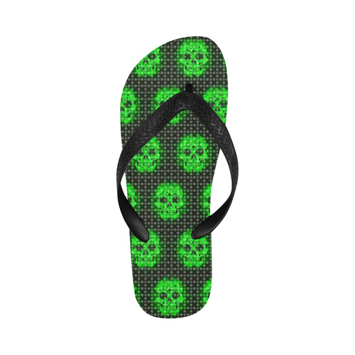 skulls and dotts, green by JamColors Flip Flops for Men/Women (Model 040)