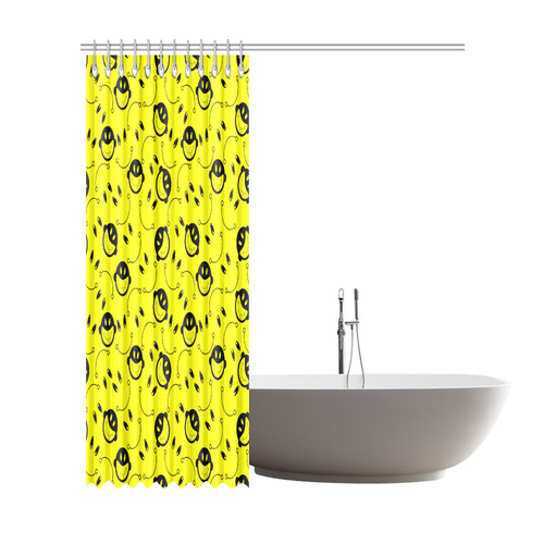monkey tongue out on yellow Shower Curtain 72"x84"