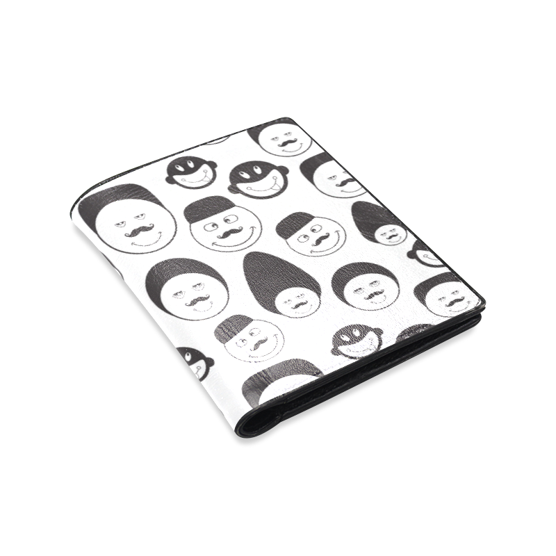 funny emotional faces Men's Leather Wallet (Model 1612)