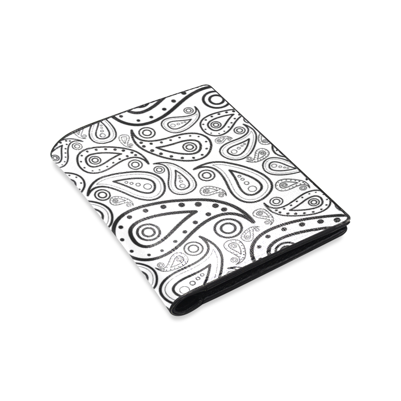 black and white paisley Men's Leather Wallet (Model 1612)