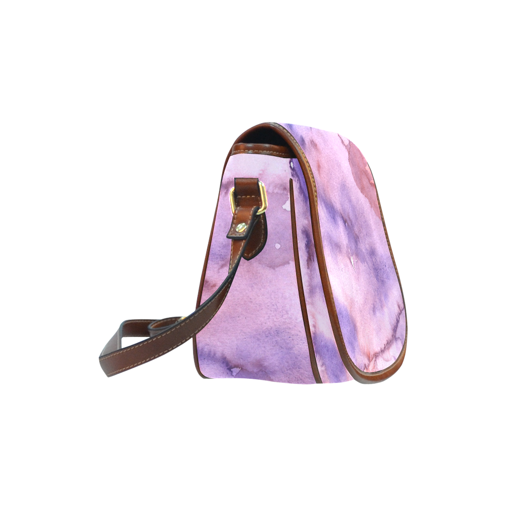 purple red watercolor Saddle Bag/Large (Model 1649)