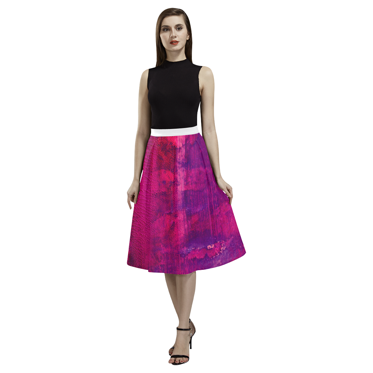 Luxury ladies Skirt : Vintage purple Aoede Crepe Skirt (Model D16)