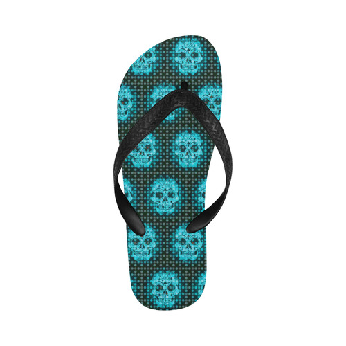 skulls and dotts,aqua by JamColors Flip Flops for Men/Women (Model 040)