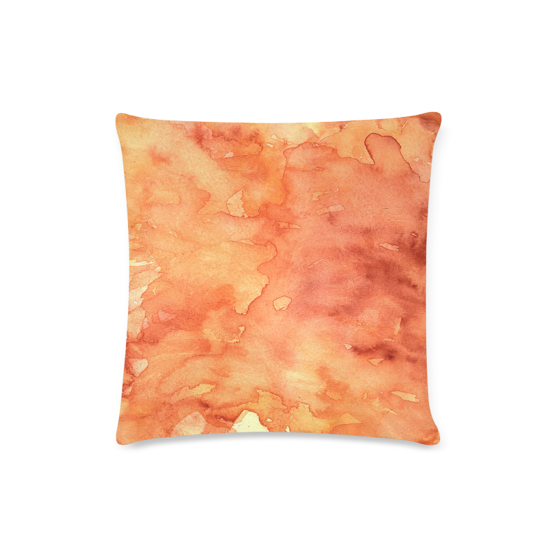 orange red watercolor Custom Zippered Pillow Case 16"x16"(Twin Sides)