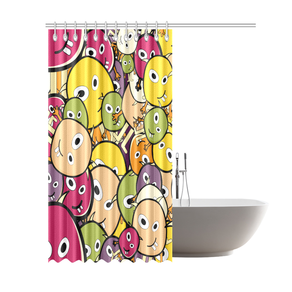 monster colorful doodle Shower Curtain 69"x84"
