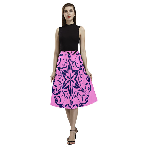 Luxury designers Skirt with Mandala / PINK BLUE Aoede Crepe Skirt (Model D16)