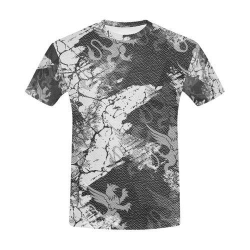 Royal Silver Gothic Griffin Print All Over Print T-Shirt for Men (USA Size) (Model T40)