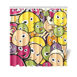 monster colorful doodle Shower Curtain 69"x70"