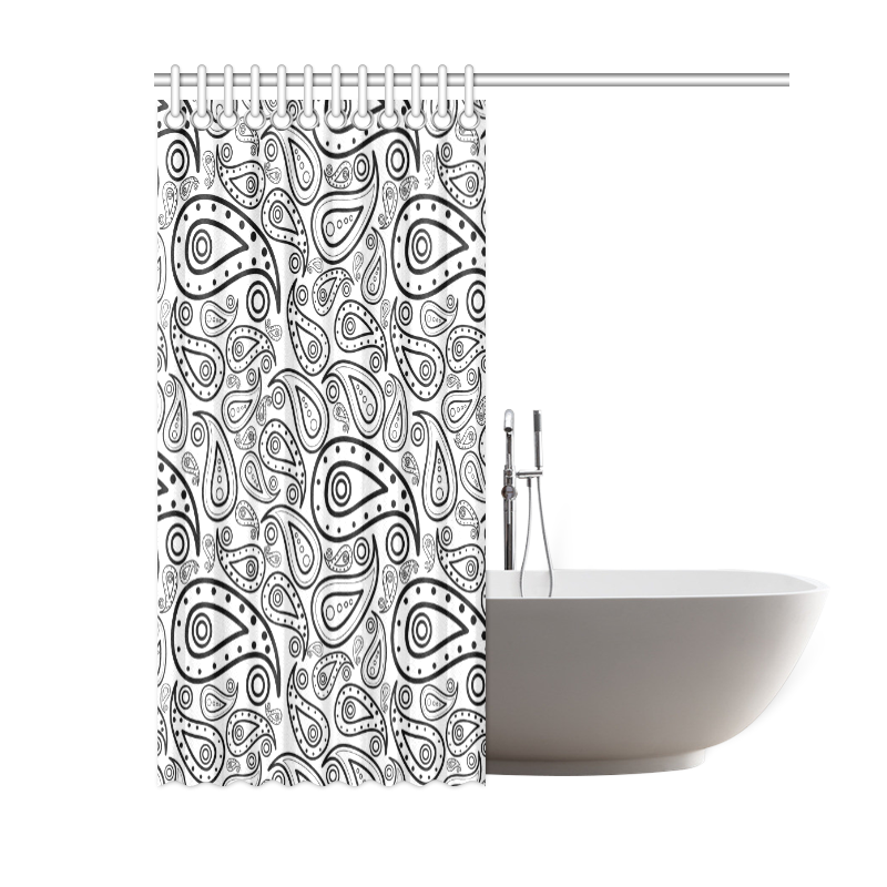 black and white paisley Shower Curtain 60"x72"