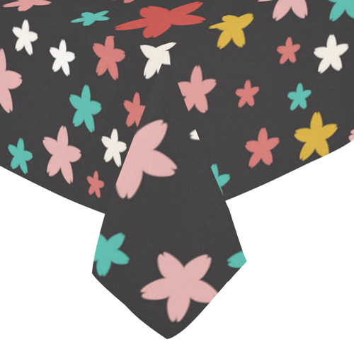 Symmetric Star Flowers Cotton Linen Tablecloth 52"x 70"