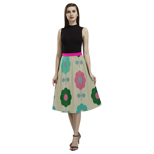 Luxury ladies Skirt : with Floral art / brown Aoede Crepe Skirt (Model D16)