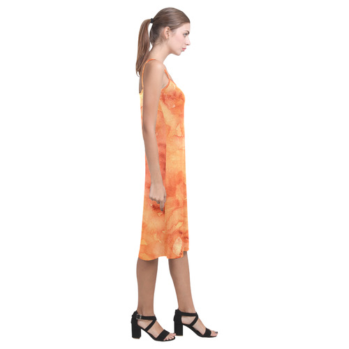 orange red watercolor Alcestis Slip Dress (Model D05)