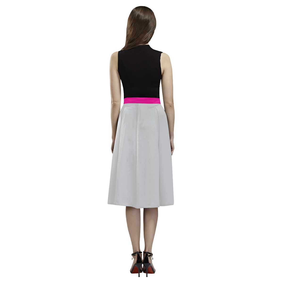 Luxury ladies Skirt : with Floral art / brown Aoede Crepe Skirt (Model D16)