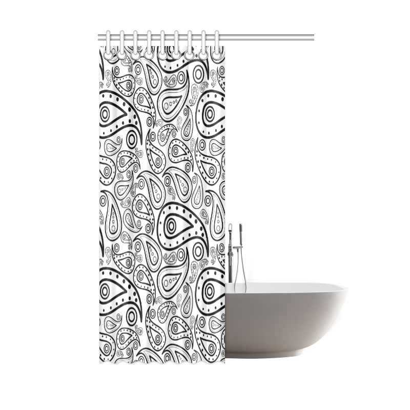 black and white paisley Shower Curtain 48"x72"