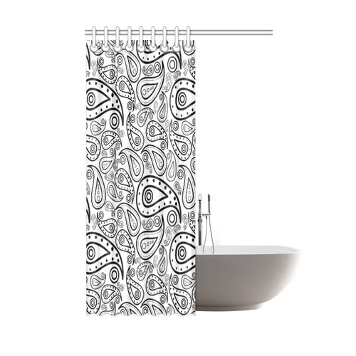 black and white paisley Shower Curtain 48"x72"