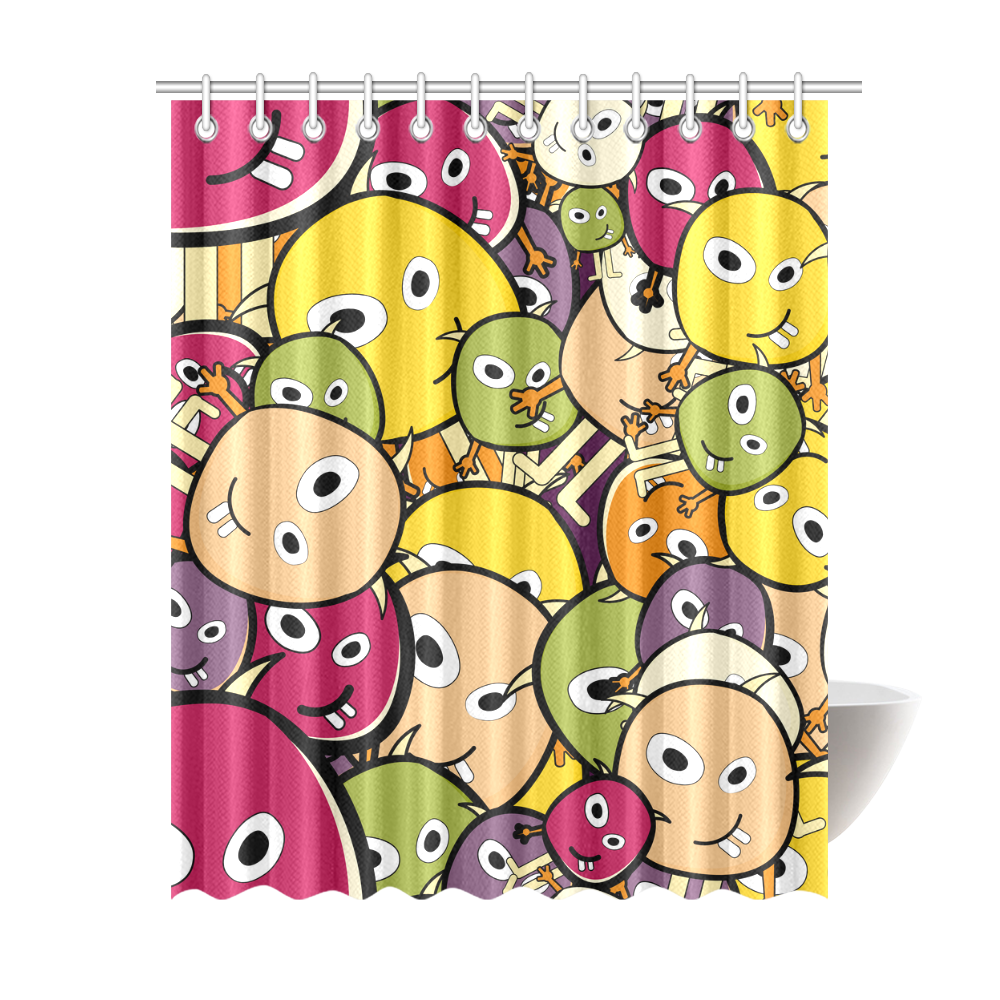 monster colorful doodle Shower Curtain 69"x84"