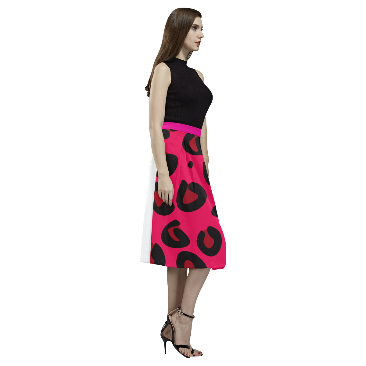 Luxury ladies red tiger midi Skirt Aoede Crepe Skirt (Model D16)