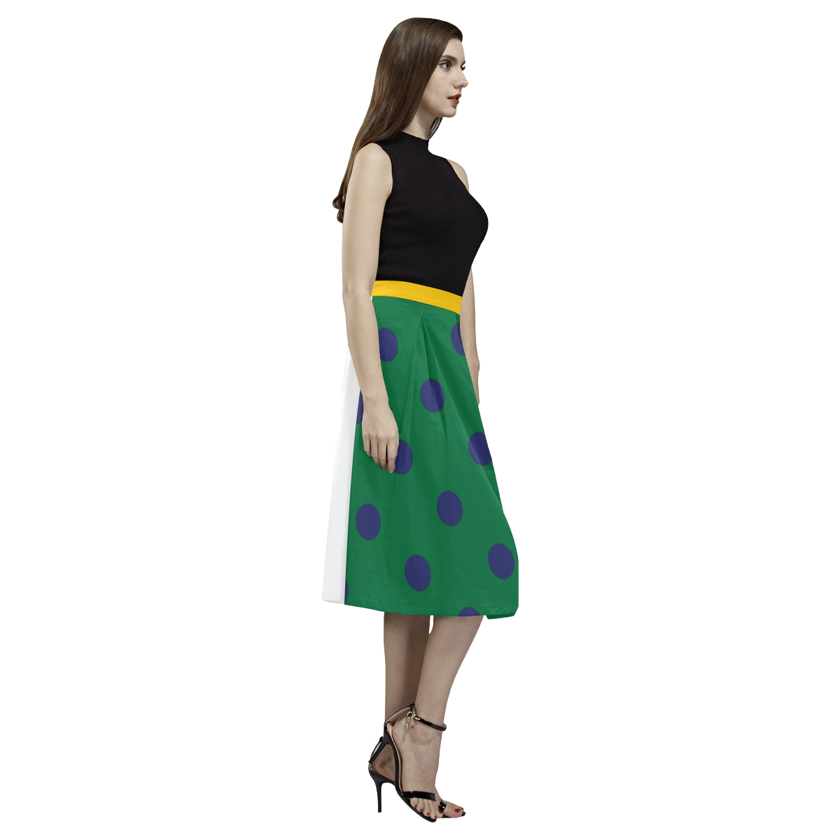 LUXURY LADY VINTAGE SKIRT WITH DOTS Aoede Crepe Skirt (Model D16)